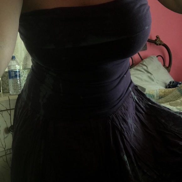 Tie dyed purple strapless sundress M boho - Picture 2 of 6